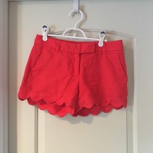 Red 5” scalloped J. Crew shorts